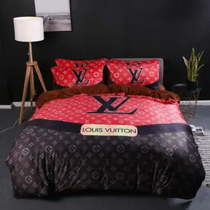 Luxury louis vuitton black and red monogram bedding set