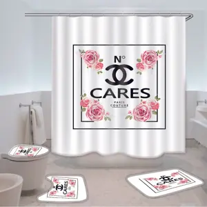 Chanel Louis Vuitton Fashion Bathroom Set Luxury Shower Curtain Bath Rug  Mat Home Decor HT