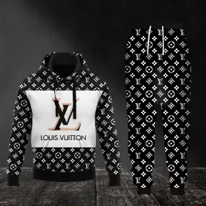 Louis vuitton black hoodie sweatpants pants hot 2023 lv luxury brand ...